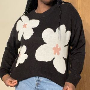 H&M Front-Motif Flower Sweater